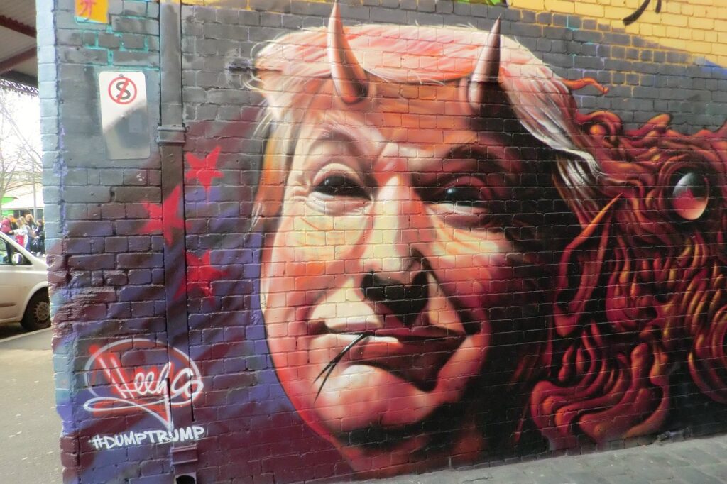 Grafiti w Melbourne z wizerunkiem Trumpa