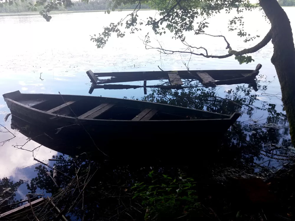 Porzucone łodzie na jeziorze Wigry