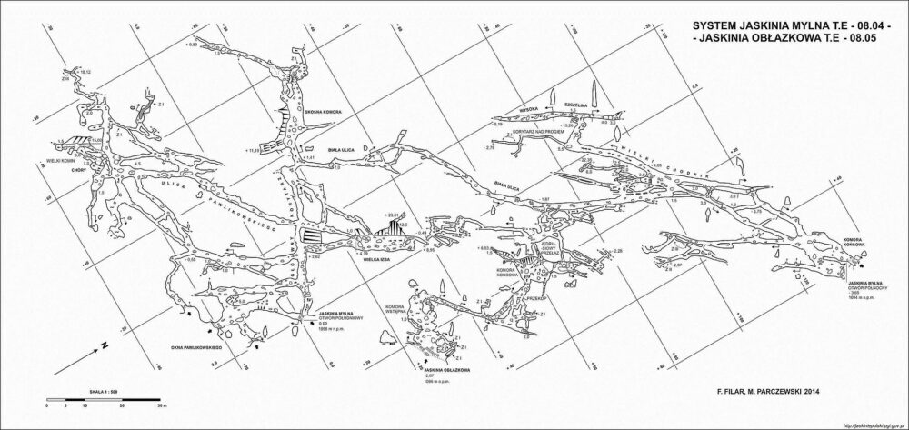 Plan Jaskini Mylnej i Jaskini Obłazkowej