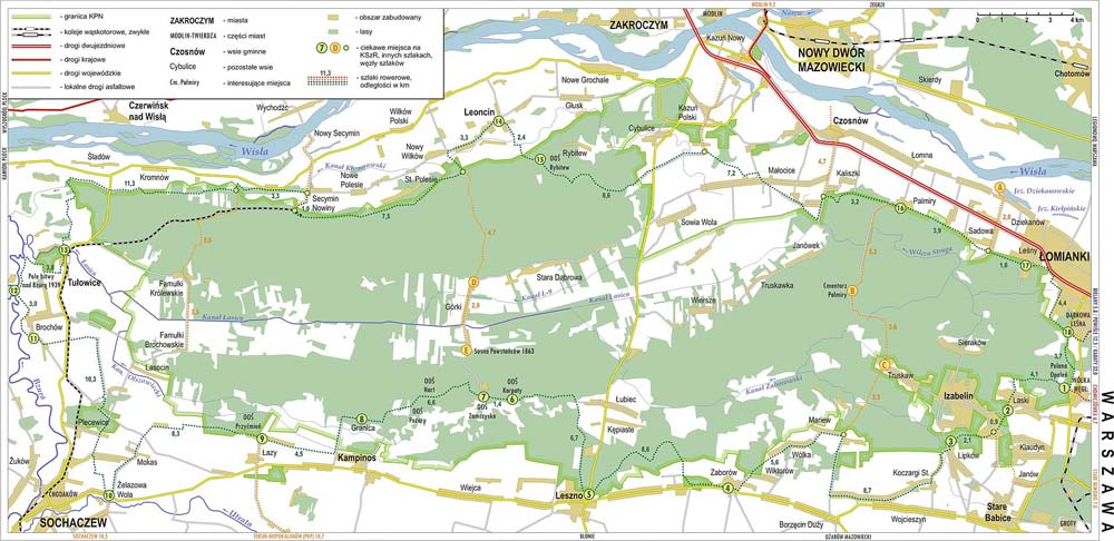 Mapa szlaków rowerowych