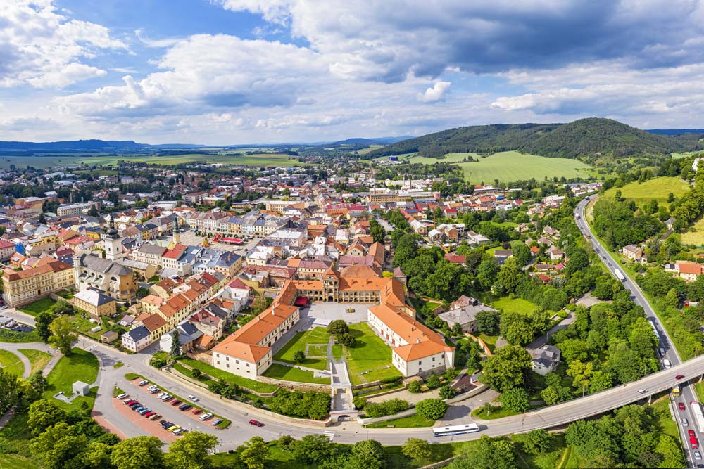 Zamek Moravská Třebová z lotu ptaka